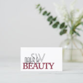 Klassisches Weiß und Burgundy Einfach mit Monogram Visitenkarte (Stehend Vorderseite)