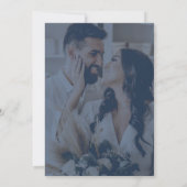 Klassisches Weiß- und Navy-Elegantes Foto Save The Date (Rückseite)