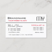 Klassisches Weiß und Schwarz mit Beruflichen Initi Visitenkarte (Rückseite)