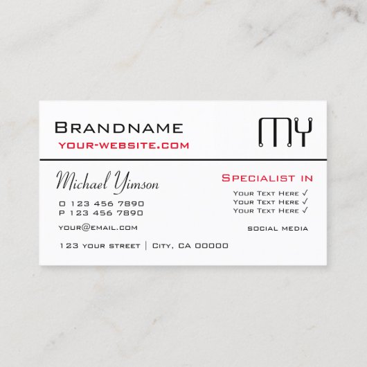 Klassisches Weiß und Schwarz mit Beruflichen Initi Visitenkarte (Rückseite)