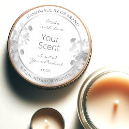 Klassisches weißes Blumenerzeugnis Etikett Silber Runder Aufkleber