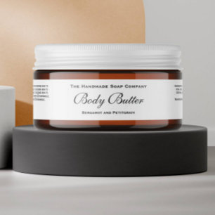 Klassisches weißes Body Butter JAR Etikett 1" x 7,