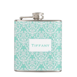 Klassisches weißes Damaskusmuster Flachmann