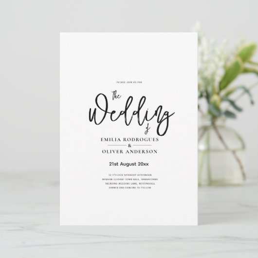 Klassisches Weißes Elegantes Print oder Digitale H Einladung (Stehend Vorderseite)