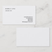 Klassisches Weißes Elegantes Schlichtes Beruflich Visitenkarte (Vorne/Hinten)