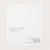 Klassisches Weißes Elegantes Schlichtes Beruflich Visitenkarten (Außenseite Aufgefaltet)