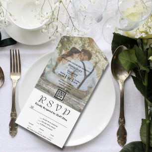 Klassisches weißes Foto All In One Einladung