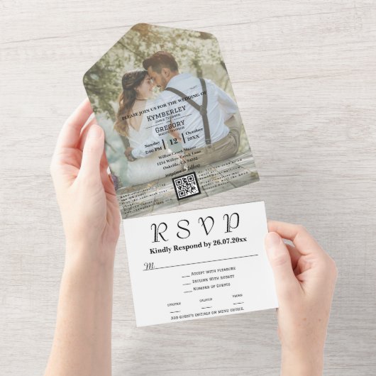 Klassisches weißes Foto All In One Einladung (Abreißen)