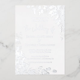 Klassisches Weißes Hochzeitsilber Folieneinladung