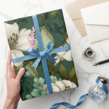 Klassisches Weißes Lily Grüner Blumenmuster