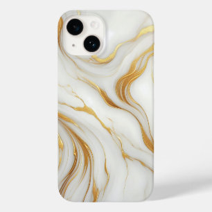 Klassisches weißes Marmor iPhone 14 Fall mit Gold Case-Mate iPhone 14 Hülle