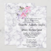 Klassisches weißes Marmor Rosa Lilie Traditionelle Einladung (Vorne/Hinten)