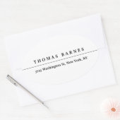 Klassisches Weißes Minimalistisches Schlichtes Ele Ovaler Aufkleber (Umschlag)