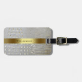 Klassisches weißes Reptil digitales Ledergold Gepäckanhänger (Vorderseite horizontal)