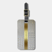 Klassisches weißes Reptil digitales Ledergold Gepäckanhänger (Vorderseite vertikal)