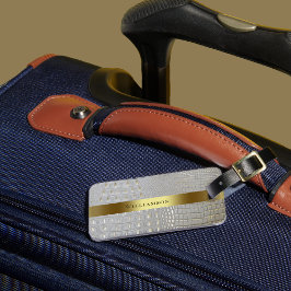 Klassisches weißes Reptil digitales Ledergold Gepäckanhänger