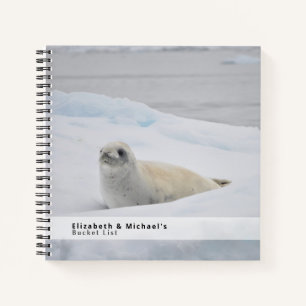 Klassisches Weißes Siegel Winterschnee BUCKET LIST Notizblock