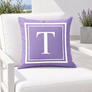 Klassisches weißes, violettes Monogramm mit quadra Kissen