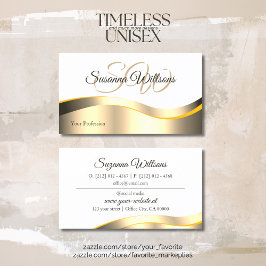 Klassisches weißes Wavy Gold-Dekor mit Initials De Visitenkarte