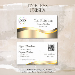 Klassisches weißes Wavy Gold-Dekor mit QR-Logo Visitenkarte