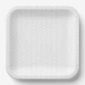 Klassisches Weißgraues Herringbone-Muster Pappteller (Vorderseite)