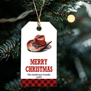 Klassisches Western-Weihnachtsgeschenk-Tag mit ind Geschenkanhänger