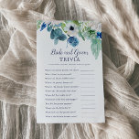 Klassisches White Blume Bridge and Groom Trivia Ga Flyer<br><div class="desc">Dieses klassische Blume Bräunungs- und Bräutigam-Trivialspiel eignet sich ideal für eine Hochzeitsdusche im Frühjahr. Das elegante Blumendesign besticht durch weiche Elfenbein- und Weißrosen,  Pfannkuchen und Chrysanthemum mit Touchs von periwinkelblauen Aquarellfarben und grünem Blattwerk. Personalisieren Sie die Rückseite der Karte mit dem Namen der Braut und dem Datum der Dusche.</div>