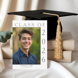 Klassisches White Class-Foto 2025 für Graduate Cus Einladung