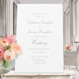 Klassisches White Linen Wedding Script Einladung