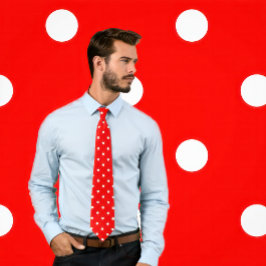 Klassisches White Polka Dot Muster auf der Roten K Krawatte