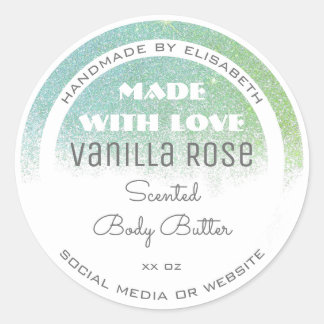 Klassisches White Product Label Aquamariner Grüner Runder Aufkleber