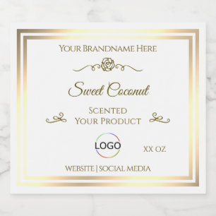 Klassisches White Product Label Gold Frame mit Log Alkoholflaschenetikett