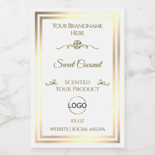 Klassisches White Product Label Gold Frame mit Log Lebensmitteletikett