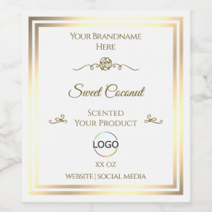 Klassisches White Product Label Gold Frame mit Log Weinetikett