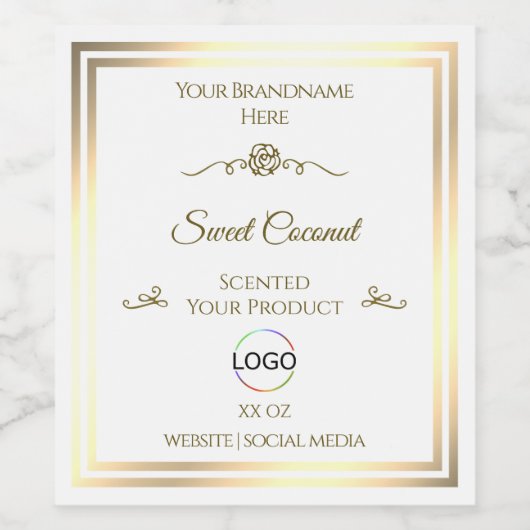 Klassisches White Product Label Gold Frame mit Log Weinetikett (Einzelnes Label)