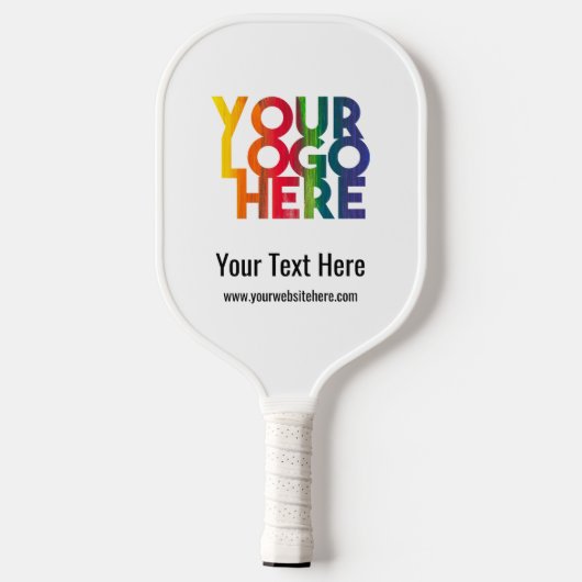 Klassisches White Simple Business Logo Pickleball Schläger (Rückseite)