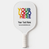 Klassisches White Simple Business Logo Pickleball Schläger (Vorderseite)