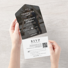 Klassisches White UAWG Foto QR Code Hochzeit All In One Einladung