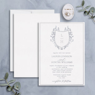 Klassisches Wildblumen-Monogramm-Wappen-Hochzeit S Folieneinladung