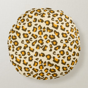 Klassisches Wildleoparden-Druckmuster Rundes Kissen