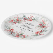 Klassisches Winter Holiday Berries Paper Pappteller (Schrägansicht)