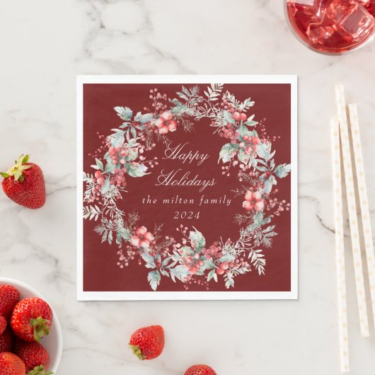 Klassisches Winter Holiday Berries Paper Serviette (Beispiel)