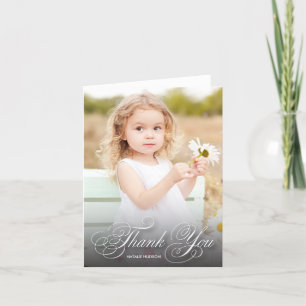 Klassisches Wirbles Skript-Schwarzes mit Foto Dankeskarte