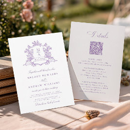 Klassisches Wisteria-Blumenwappen-Hochzeits-All-in Einladung