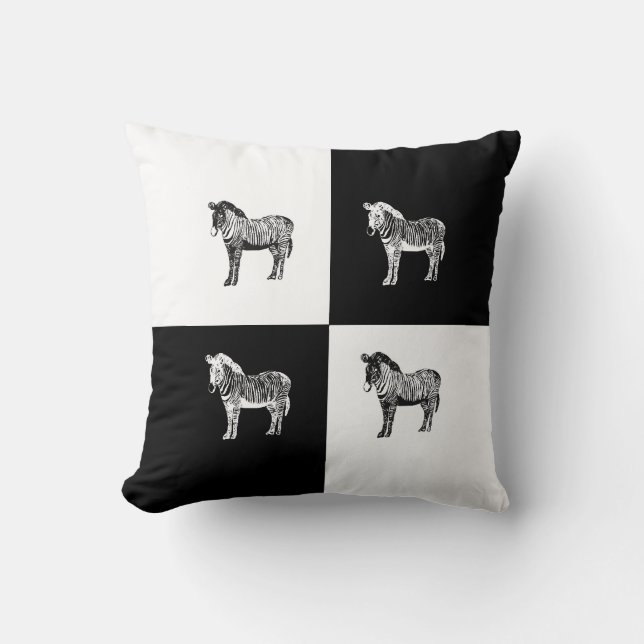 Klassisches Zebra schwarz-weiß Kissen (Vorderseite)