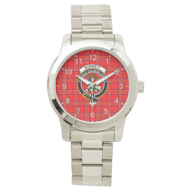 Klassisches Zeitloses Clan Burnett Modernes Tartan Armbanduhr (Vorderseite)
