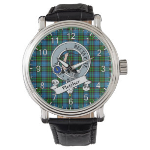 Klassisches Zeitloses Clan Fletcher Altes Abzeiche Armbanduhr