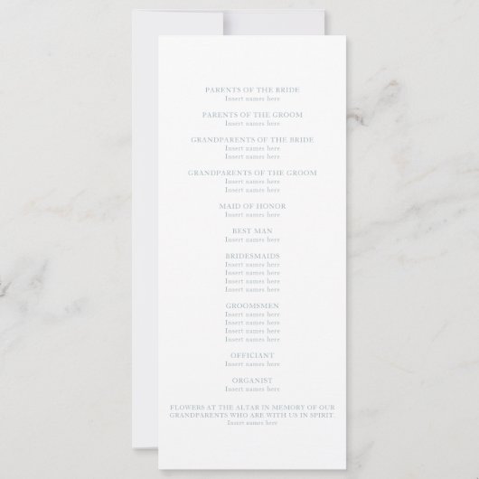 Klassisches Zeremonieprogramm Einladung (Rückseite)