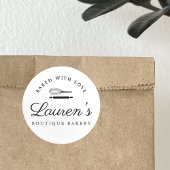 Klassisches Zuhause-Bakery-Logo mit Business Info Runder Aufkleber