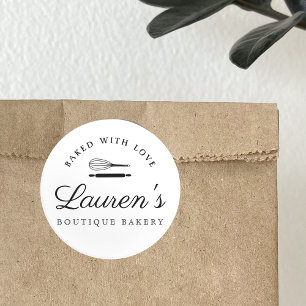 Klassisches Zuhause-Bakery-Logo mit Business Info Runder Aufkleber